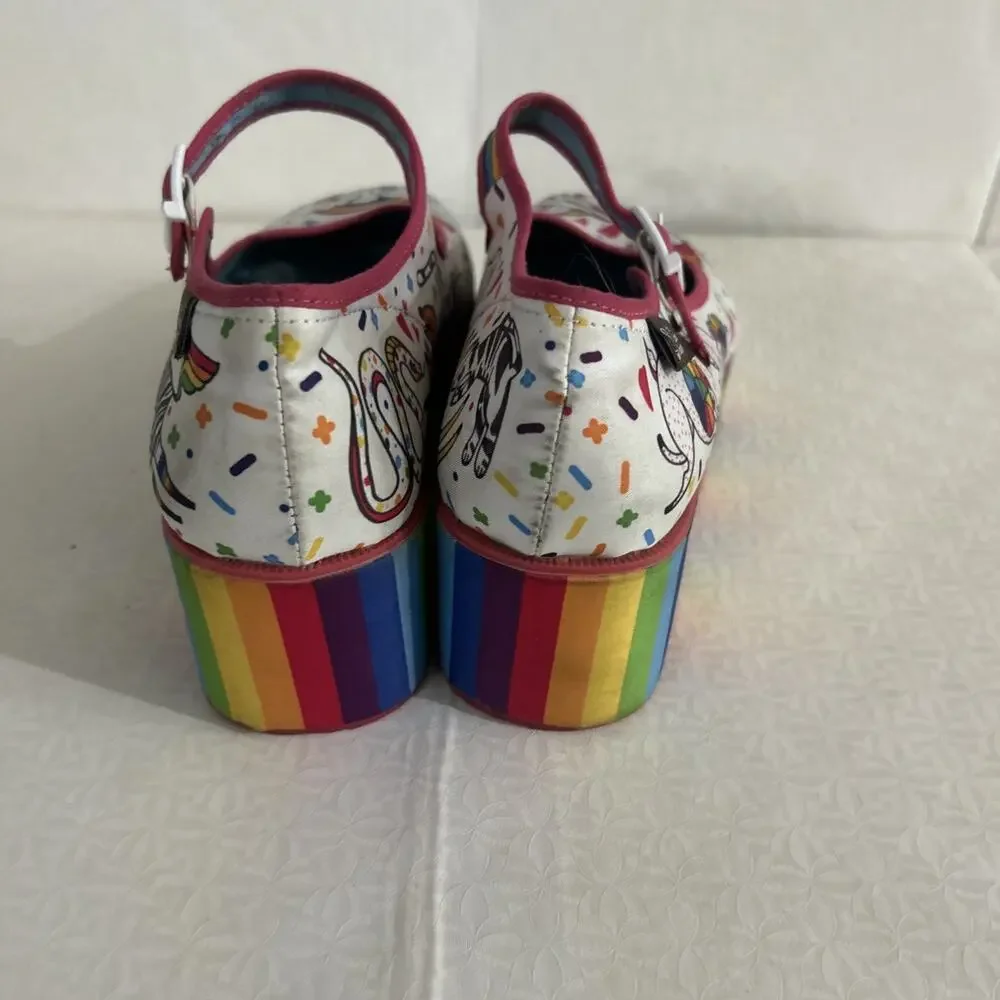 Chocolaticas Hot Chocolate Design Rainbow Platform Mary Jane Womens US 7 EU 37